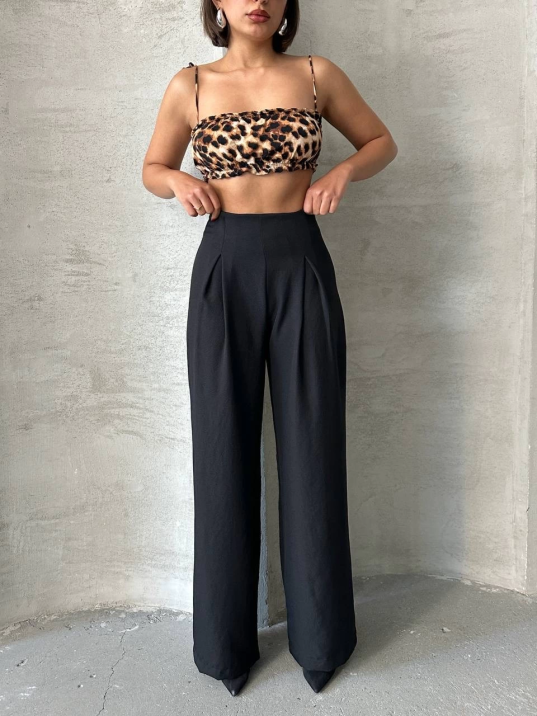 Pileli keten pantolon s255046 Pileli keten pantolon s255046