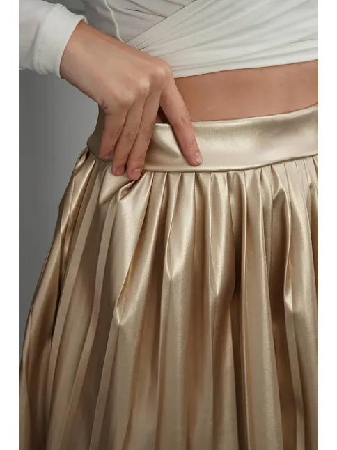 Piliseli Deri Etek Gold H261564