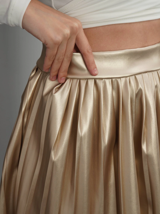 Piliseli Deri Etek Gold H261564 Piliseli Deri Etek Gold H261564