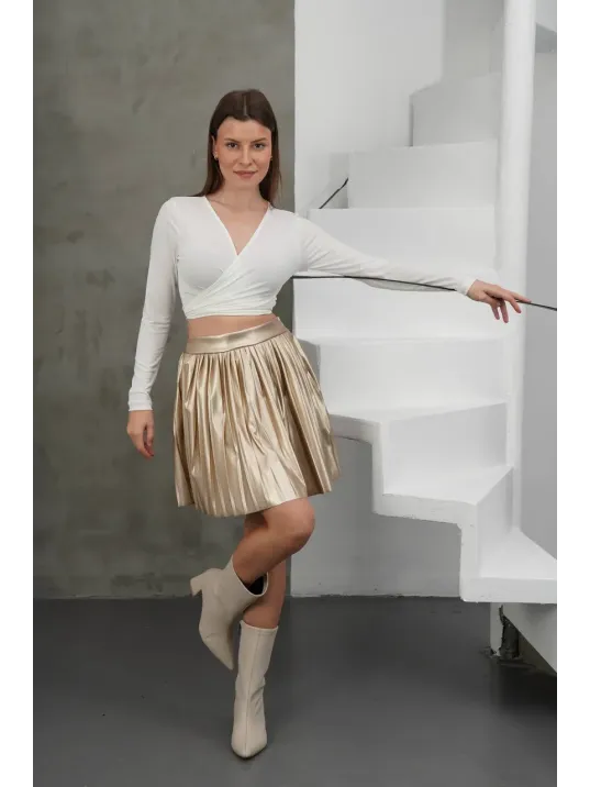 Piliseli Deri Etek Gold H261564