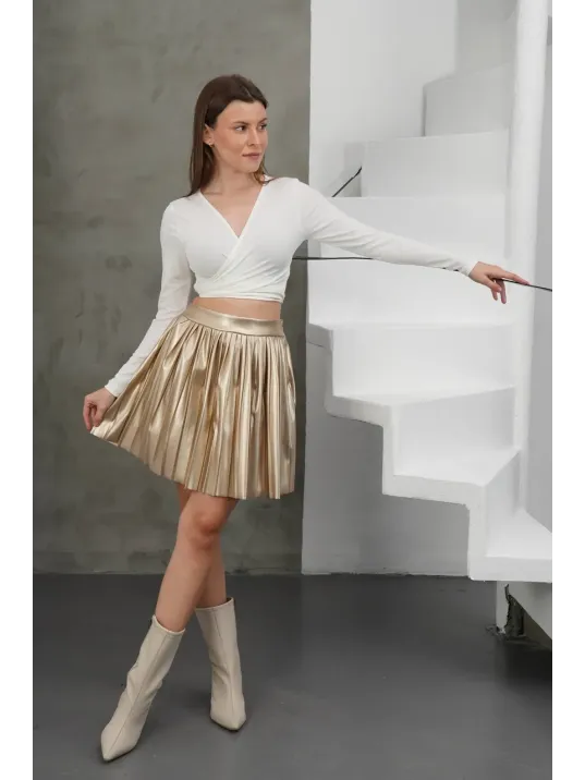 Piliseli Deri Etek Gold H261564