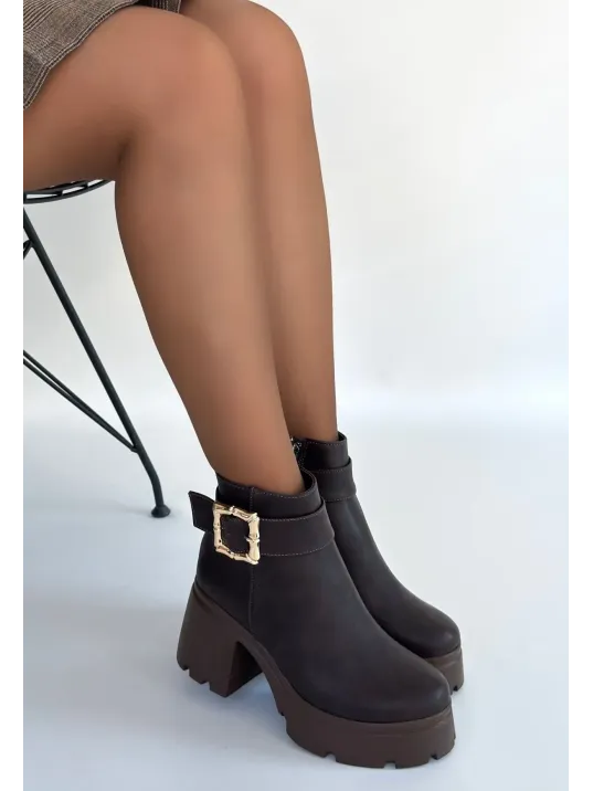 Pinma Acı Kahve Cilt Topuklu Bot