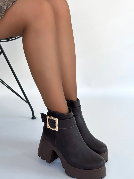 Pinma Acı Kahve Cilt Topuklu Bot