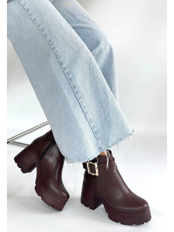 Pinma Kahverengi Cilt Topuklu Bot Pinma Kahverengi Cilt Topuklu Bot