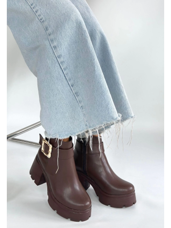 Pinma Kahverengi Cilt Topuklu Bot Pinma Kahverengi Cilt Topuklu Bot