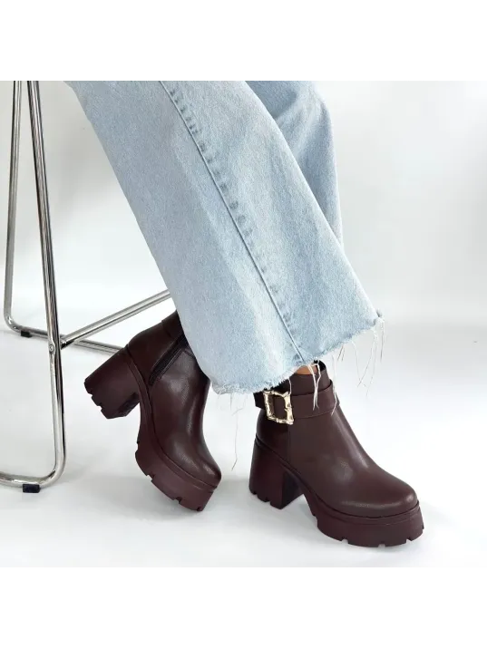 Pinma Kahverengi Cilt Topuklu Bot Pinma Kahverengi Cilt Topuklu Bot