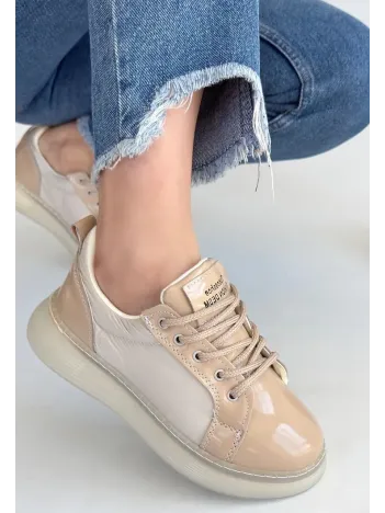 Piona Bej Rugan Bağcıklı Spor Ayakkabı