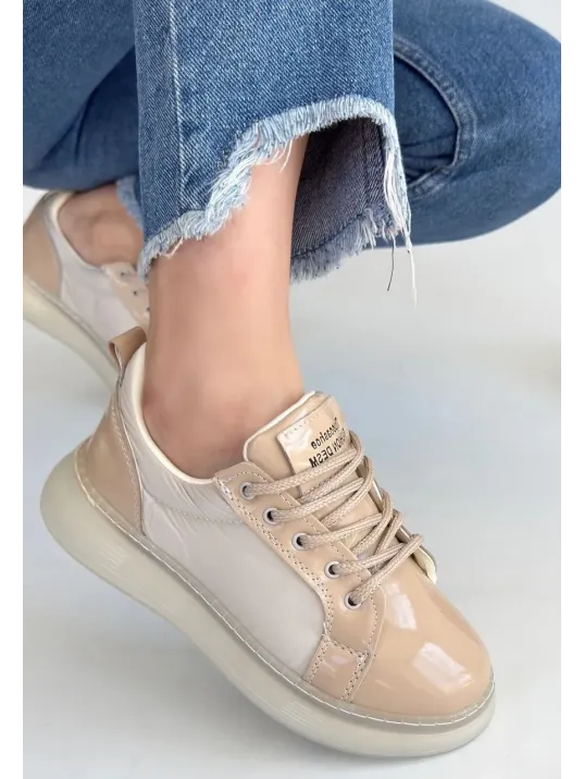 Piona Bej Rugan Bağcıklı Spor Ayakkabı