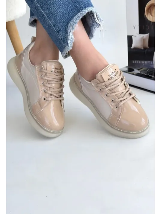 Piona Bej Rugan Bağcıklı Spor Ayakkabı