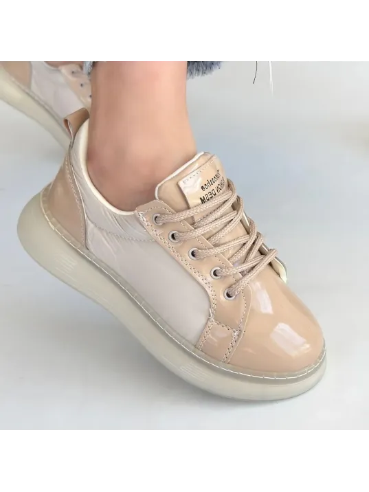 Piona Bej Rugan Bağcıklı Spor Ayakkabı