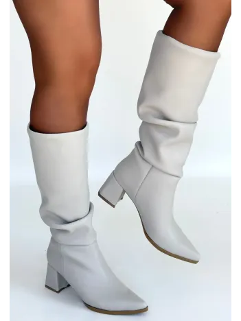 Pitay Bej Cilt Topuklu Çizme Pitay Bej Cilt Topuklu Çizme