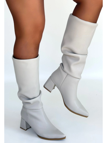 Pitay Bej Cilt Topuklu Çizme