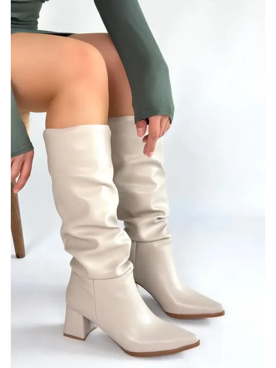 Pitay Ten Cilt Topuklu Çizme Pitay Ten Cilt Topuklu Çizme