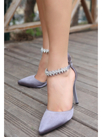 Plena Platin Saten Topuklu Ayakkabı