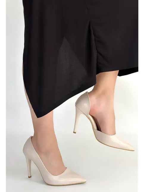 Pley Bej Rugan Stiletto Ayakkabı