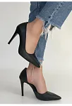 Pley Siyah Cilt Stiletto Ayakkabı