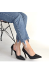 Pley Siyah Cilt Stiletto Ayakkabı
