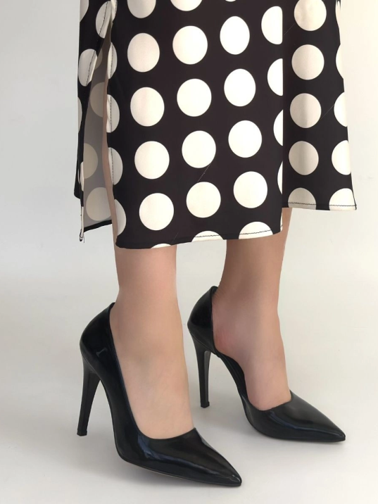 Pley Siyah Rugan Stiletto Ayakkabı