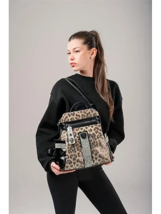 Poge Leopar Cilt Kol Ve Sırt Çantası Poge Leopar Cilt Kol Ve Sırt Çantası