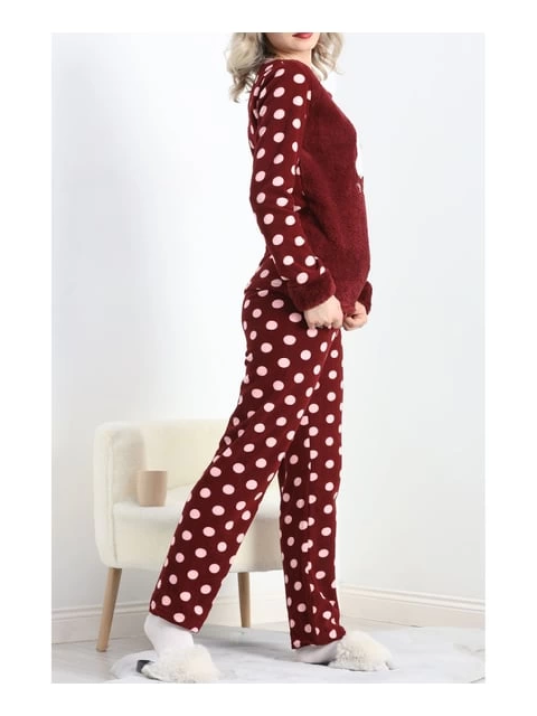 Polatlı Alt Üst Pontiyeli Pijama Takımı Bordo