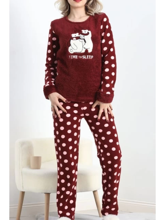 Polatlı Alt Üst Pontiyeli Pijama Takımı Bordo