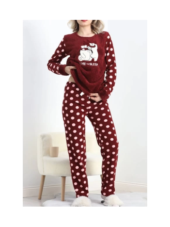 Polatlı Alt Üst Pontiyeli Pijama Takımı Bordo