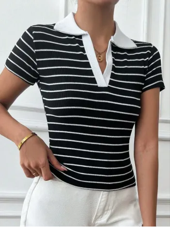 Polo Yaka Garnili Bluz