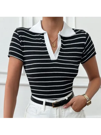 Polo Yaka Garnili Bluz