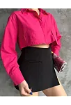 Poplin Crop Gömlek Fuşya S3060