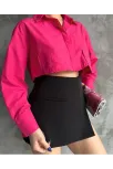 Poplin Crop Gömlek Fuşya S3060