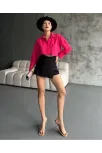 Poplin Crop Gömlek Fuşya S3060