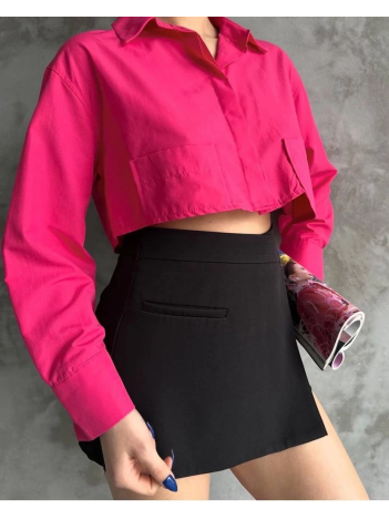 Poplin crop gömlek fuşya s3060 Poplin crop gömlek fuşya s3060