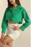 Poplin Crop Gömlek Yeşil S3060 Poplin Crop Gömlek Yeşil S3060