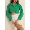 Poplin crop gömlek yeşil s3060