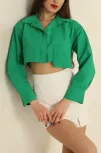 Poplin Crop Gömlek Yeşil S3060 Poplin Crop Gömlek Yeşil S3060