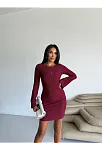 Prenses Kol Esnek Kumaş Elbise Bordo F2334