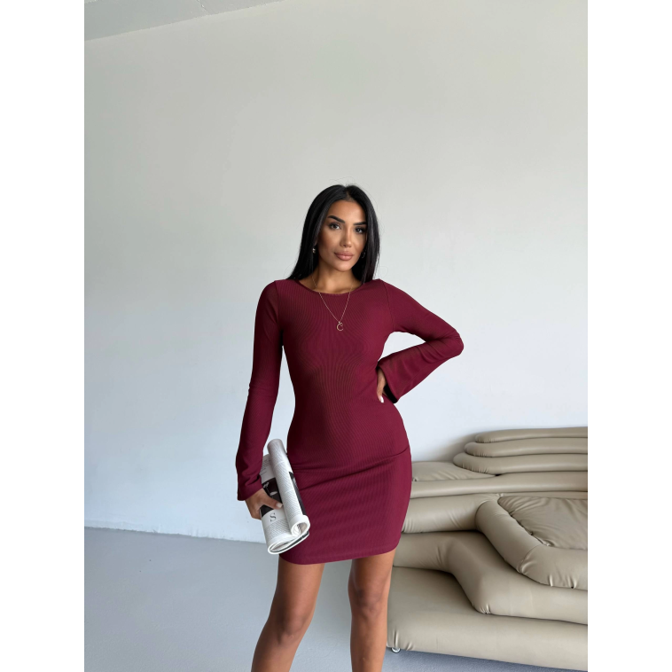 Prenses kol esnek kumaş elbise bordo f2334 Prenses kol esnek kumaş elbise bordo f2334