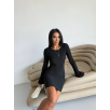 Prenses kol esnek kumaş elbise siyah f2334 Prenses kol esnek kumaş elbise siyah f2334