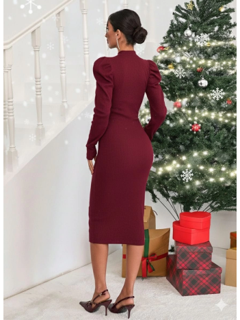 Prenses kol kaşkorse elbise bordo a3691 Prenses kol kaşkorse elbise bordo a3691