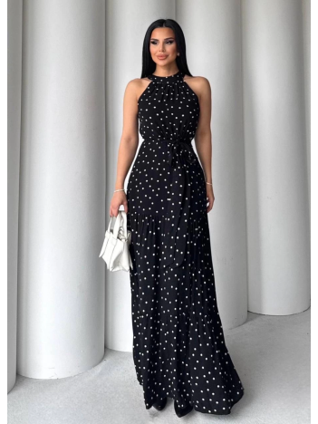 Puantiyeli yırtmaçlı elbise N4233 Puantiyeli yırtmaçlı elbise N4233