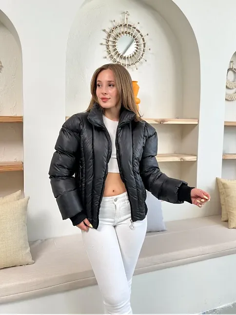Puffer Kısa Mont Siyah St25534