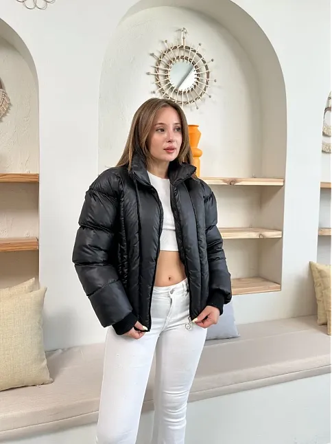 Puffer Kısa Mont Siyah St25534