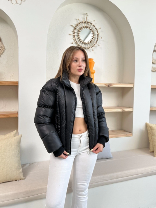 Puffer kısa mont siyah st25534 Puffer kısa mont siyah st25534