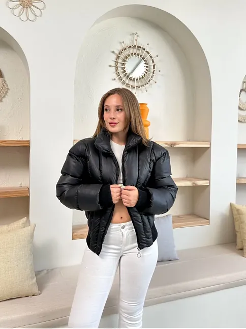 Puffer Kısa Mont Siyah St25534