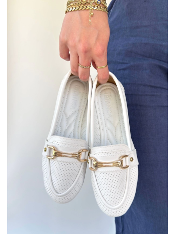 Rain Beyaz Cilt Babet Ayakkabı Rain Beyaz Cilt Babet Ayakkabı