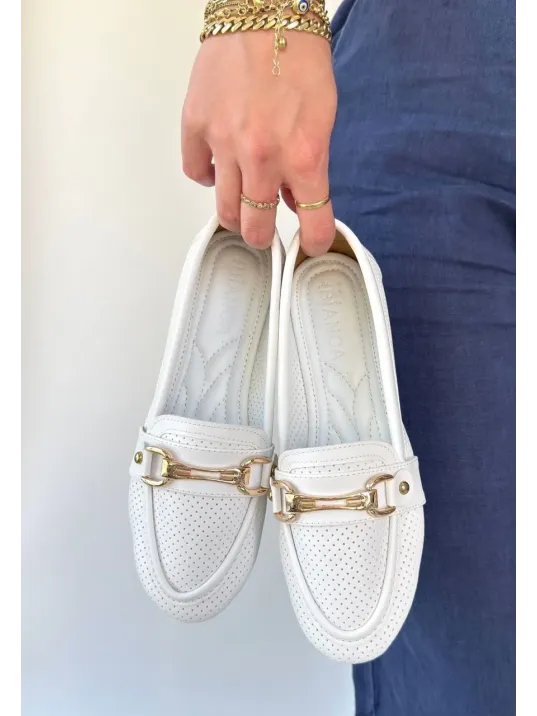 Rain Beyaz Cilt Babet Ayakkabı