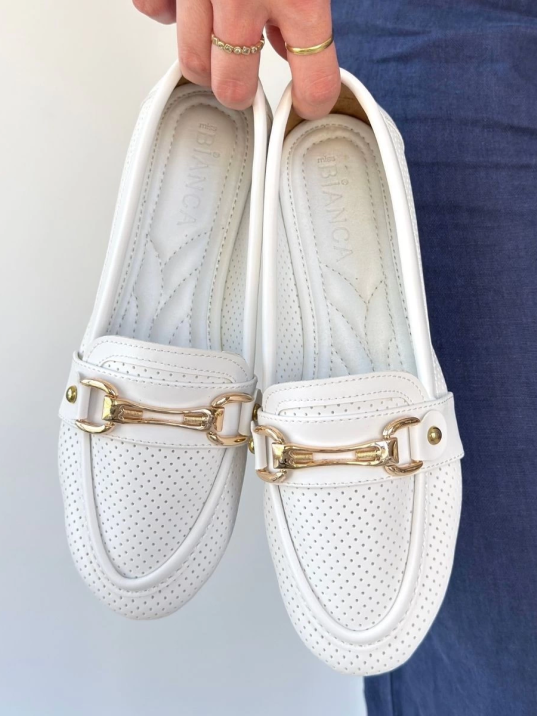 Rain Beyaz Cilt Babet Ayakkabı Rain Beyaz Cilt Babet Ayakkabı