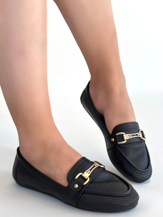 Rain Siyah Cilt Babet Ayakkabı Rain Siyah Cilt Babet Ayakkabı