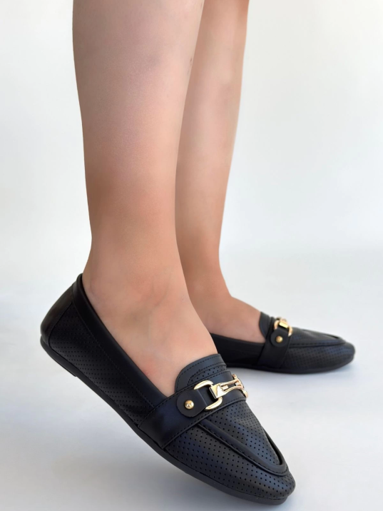 Rain Siyah Cilt Babet Ayakkabı Rain Siyah Cilt Babet Ayakkabı