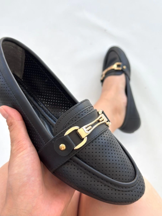 Rain Siyah Cilt Babet Ayakkabı Rain Siyah Cilt Babet Ayakkabı